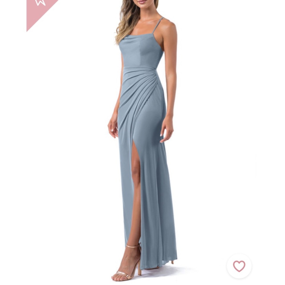 Azazie Kalea Dress size 2 in dusty blue